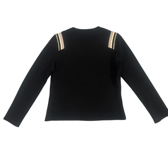 Aether Pullover Sweater Womens M Black Stripe Shoulder Crewneck Athletic Top - Picture 7 of 10